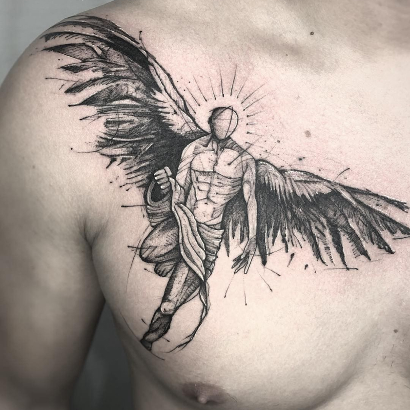 tatuagem masculina de asas