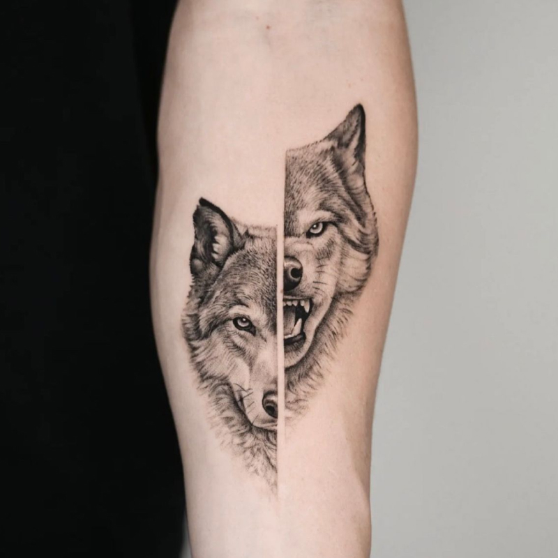 tatuagem de lobo masculina